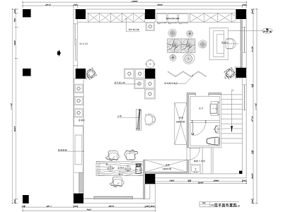 茶馆 二层茶叶店茶室 茶楼 茶吧平面系统图 吊顶地铺灯具电气 给排水墙体节点图 施工图