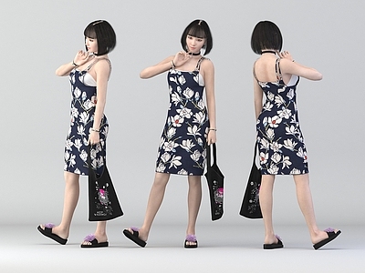 现代提袋子美女