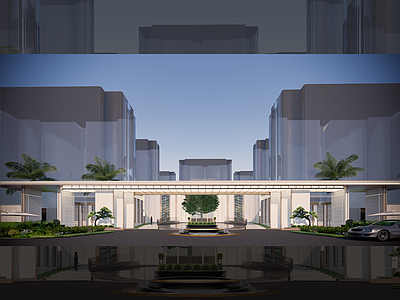 现代轻奢小区建筑 海派 创新 社区入口 白金老钱