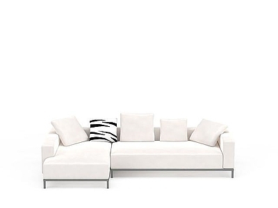 现代双人沙发 白色布艺沙发