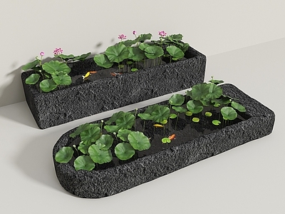 现代新中式水景 现代锦鲤池 原生水槽养鱼 荷花池 鱼池 阳台景观鱼池 石槽荷花池