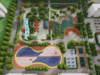 新中式现代景观公园 康养公园 老年主题公园 市民公园