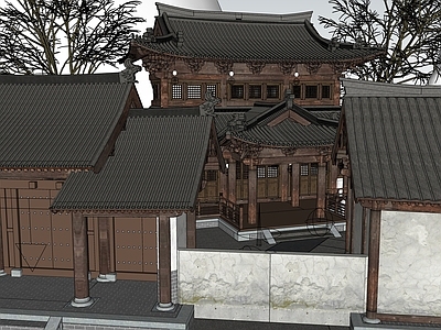 新中式中式寺庙建筑 寺庙 祠堂 宗祠 古庙 古建筑