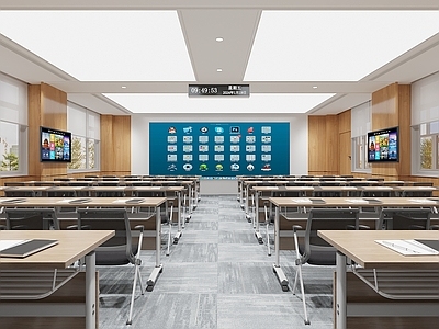 现代教室 学校 教师 走道 多媒体教师