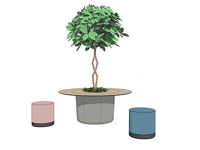 现代简约其他桌子 圆形洽谈工作台 绿植圆形休闲桌椅 创新圆形学习讨论 小组学习讨论桌椅 小众设计休闲家具