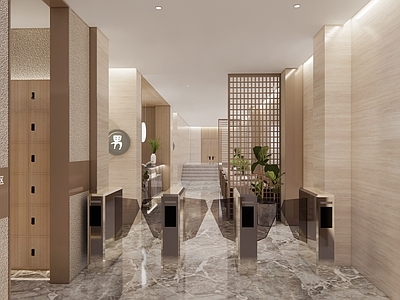 现代简约其他休闲娱乐空间 汗蒸馆入厅闸口 门厅安全闸口