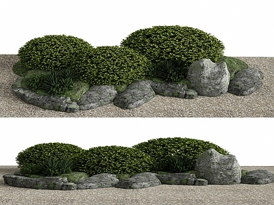 现代石头 景观石 自然石 树池边石 龟背灌木