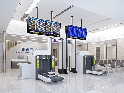 现代其他公共空间 安检厅 安检大厅 安检区 安检门 安检口