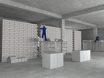 现代办公楼 建筑施工 砌体施工