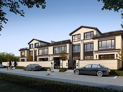 新中式现代别墅外观 新中式联排别墅 独栋别墅 农村自建房