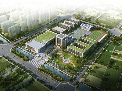 现代简约学校建筑 职业学校建筑设计
