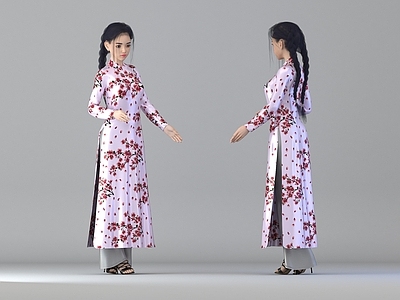 现代越南旗袍美女