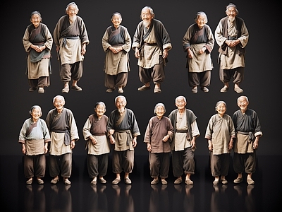 多人 2D古代百姓 古代老夫妻 老人老妪 贫苦百姓 影视剧角色