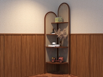 中古新中式屏风 中古玄关架 置物架 藤编置物架 屏风 饰品
