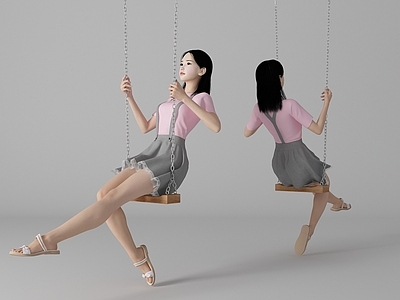 现代风格秋千美女人物