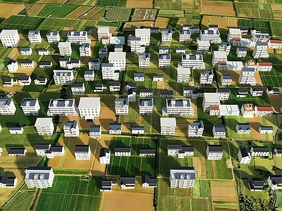 现代新中式鸟瞰规划 美丽乡村 乡村民房 自建房 农村鸟瞰建筑群 江南民居