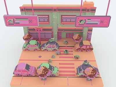 现代艺术风格建筑 像素风建筑