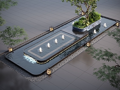 现代水景 现代水景观 跌水 叠水 庭院水景 喷泉