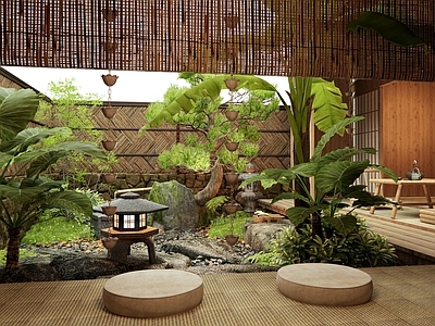 日式庭院 民宿庭院 杂木庭院 雨链 植物景观 茶桌椅