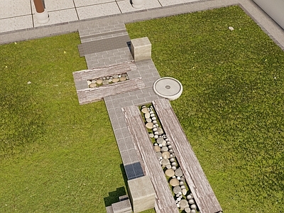 新中式中式园路 石材铺装 汀步碎石路面 古建筑庭院园路 石子碎石石块路面 复古石板路