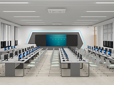 现代极简教室 多媒体教室 电脑室 教学室