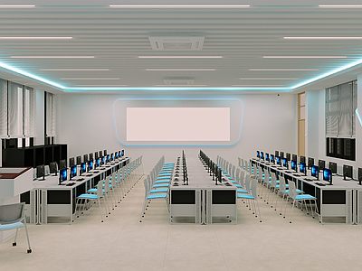 现代教室 多媒体教室 电脑室 教学室 电脑