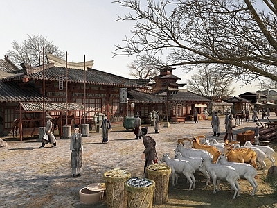 现代古建村子集市
