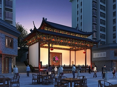 中式戏台古建