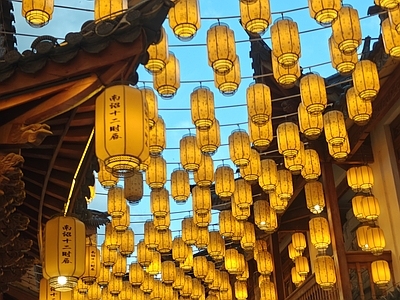 现代新中式街道外景 街道夜景