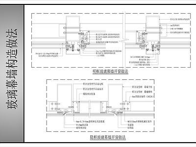 幕墙结构 玻璃幕墙开窗做法 玻璃幕墙 施工图
