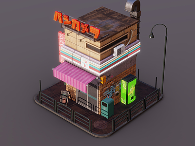 现代艺术风格建筑 迷你市场 日式建筑 日式商店 商店 卡通商店