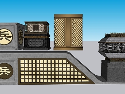 新中式中式灯具组合 灯具