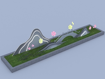 中式其他景观小品 雪浪石景观 雕塑小品 中式景墙 主题雕塑 山形雕塑小品