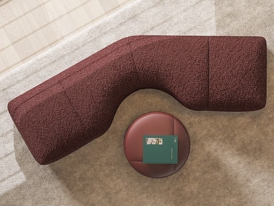 中古美式沙发凳 Minotti YvesSofa 弧形沙发长凳 布艺长凳 圆形沙发凳