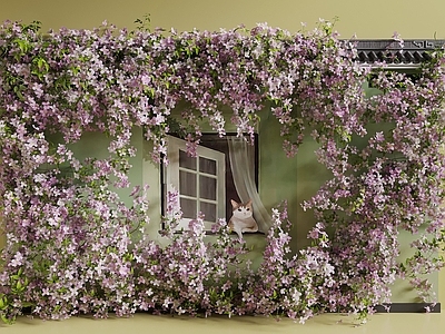 藤蔓 鲜花墙绘 墙绘 鲜花美陈 花墙 爬墙植物