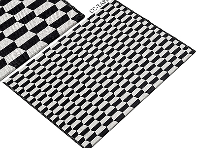 中古法式地毯 CCTAPIS 棋盘格地毯 长方形地毯 客厅地毯 布艺地毯