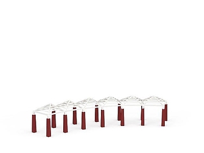 现代其他景观小品 公园花架