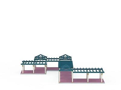 现代其他景观小品 公园花架