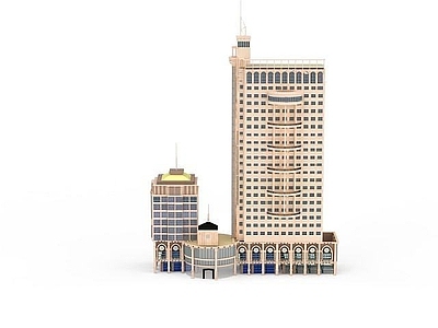 现代其他景观小品 古典高楼建筑