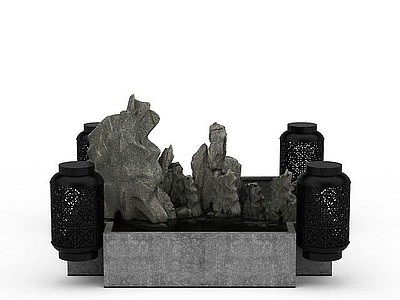 现代其他景观小品 公园假山