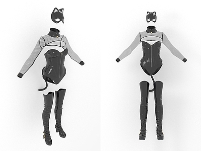 衣服 夜店猫女服装 连体衣 靴子 女性服装