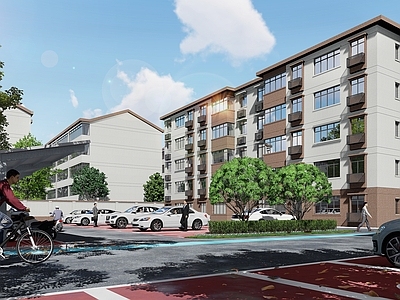 现代小区建筑 现代小区建筑改造 停车场 亭廊