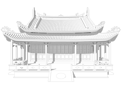 中式禅意古建筑 古建筑揭阳学宫