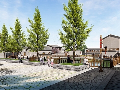 中式广场景观 新农村休闲广场改 乡村广场