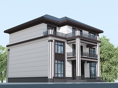 新中式中式艺术风格建筑 农村自建房