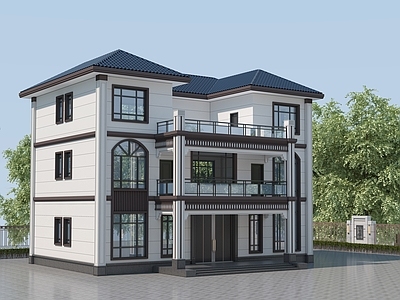 新中式中式艺术风格建筑 农村自建房