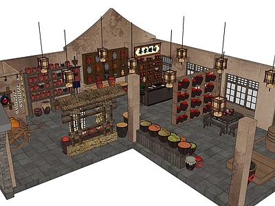 中式其他店铺 醋坊 醋店 商业空间