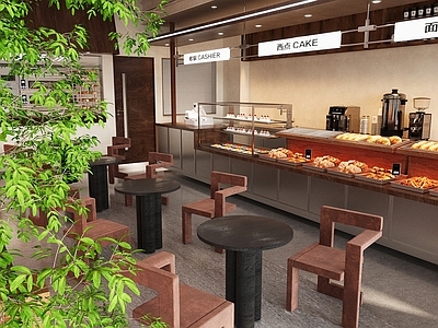 复古甜品面包店 复古甜品面包店 甜品店 蛋糕店 收银台 操作台