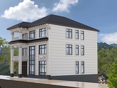 新中式中式艺术风格建筑 农村自建房