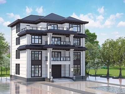 新中式中式艺术风格建筑 农村自建房